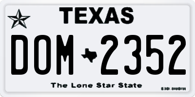 TX license plate DOM2352