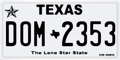 TX license plate DOM2353