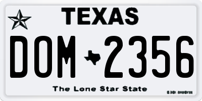 TX license plate DOM2356