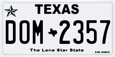 TX license plate DOM2357