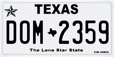TX license plate DOM2359