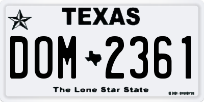 TX license plate DOM2361