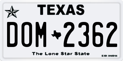TX license plate DOM2362