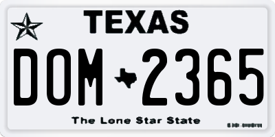 TX license plate DOM2365