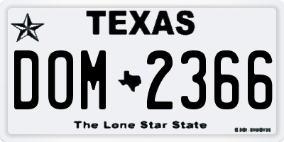 TX license plate DOM2366