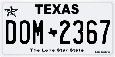 TX license plate DOM2367