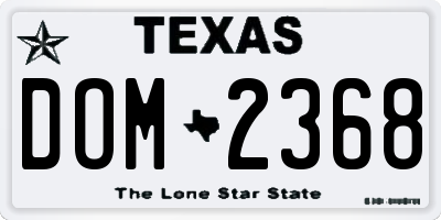 TX license plate DOM2368