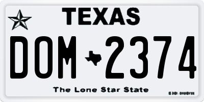 TX license plate DOM2374
