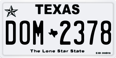 TX license plate DOM2378