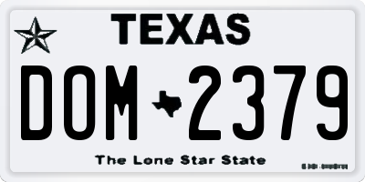 TX license plate DOM2379