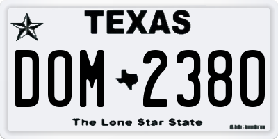 TX license plate DOM2380