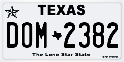 TX license plate DOM2382