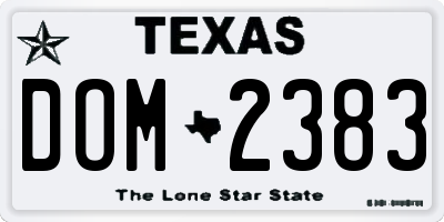 TX license plate DOM2383