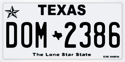 TX license plate DOM2386