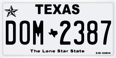 TX license plate DOM2387