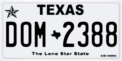 TX license plate DOM2388