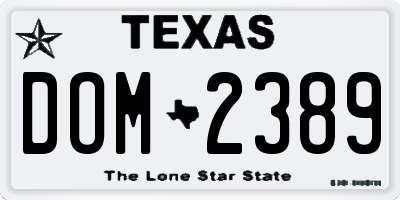 TX license plate DOM2389