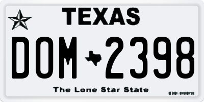 TX license plate DOM2398