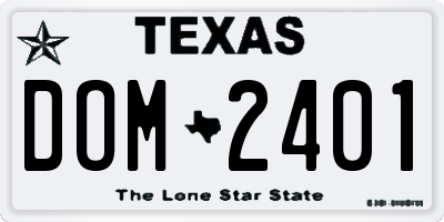 TX license plate DOM2401