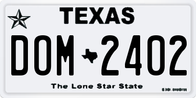 TX license plate DOM2402