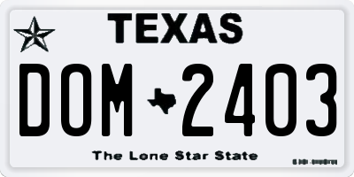 TX license plate DOM2403