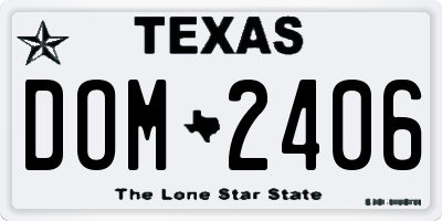 TX license plate DOM2406