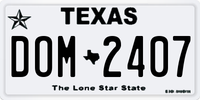 TX license plate DOM2407