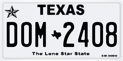 TX license plate DOM2408