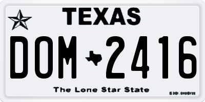 TX license plate DOM2416