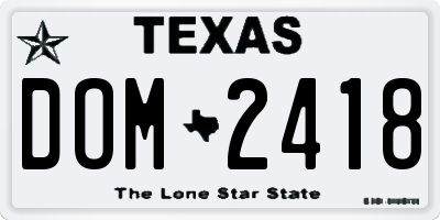 TX license plate DOM2418