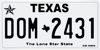 TX license plate DOM2431