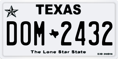 TX license plate DOM2432
