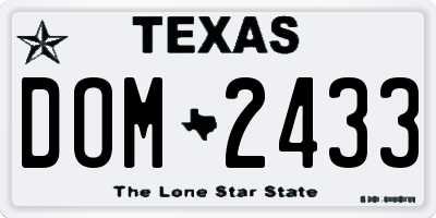TX license plate DOM2433