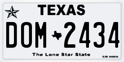 TX license plate DOM2434