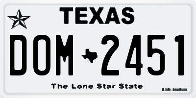 TX license plate DOM2451