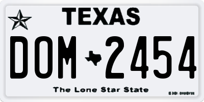 TX license plate DOM2454