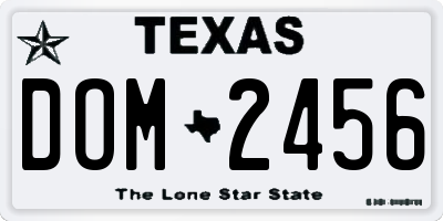TX license plate DOM2456