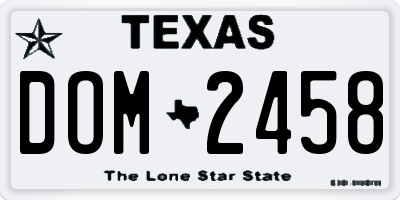 TX license plate DOM2458