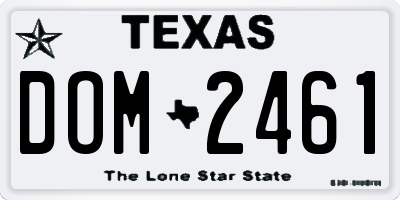 TX license plate DOM2461