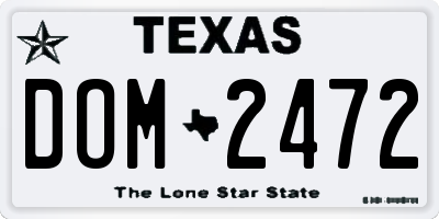 TX license plate DOM2472