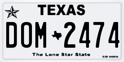 TX license plate DOM2474