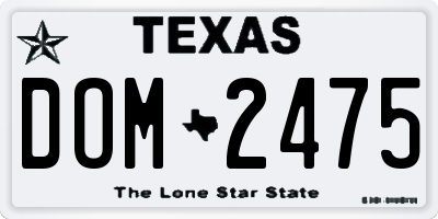 TX license plate DOM2475