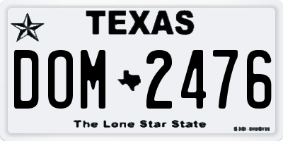 TX license plate DOM2476