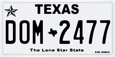 TX license plate DOM2477