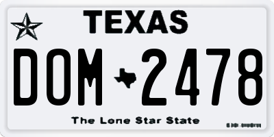 TX license plate DOM2478