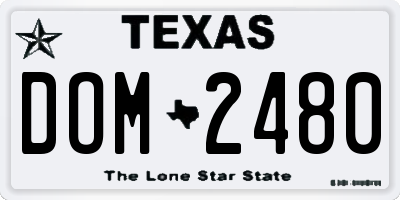 TX license plate DOM2480