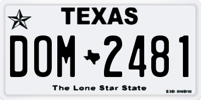 TX license plate DOM2481
