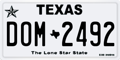 TX license plate DOM2492