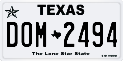 TX license plate DOM2494