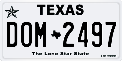 TX license plate DOM2497